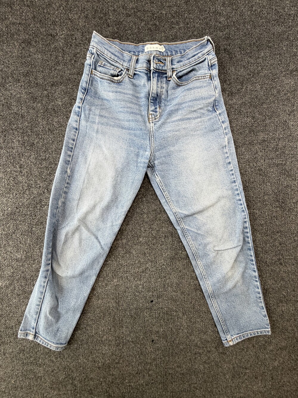 Bohme Jeans Womens 25 Light Wash Mid Rise Tapered Cropped Ankle Stretch Denim